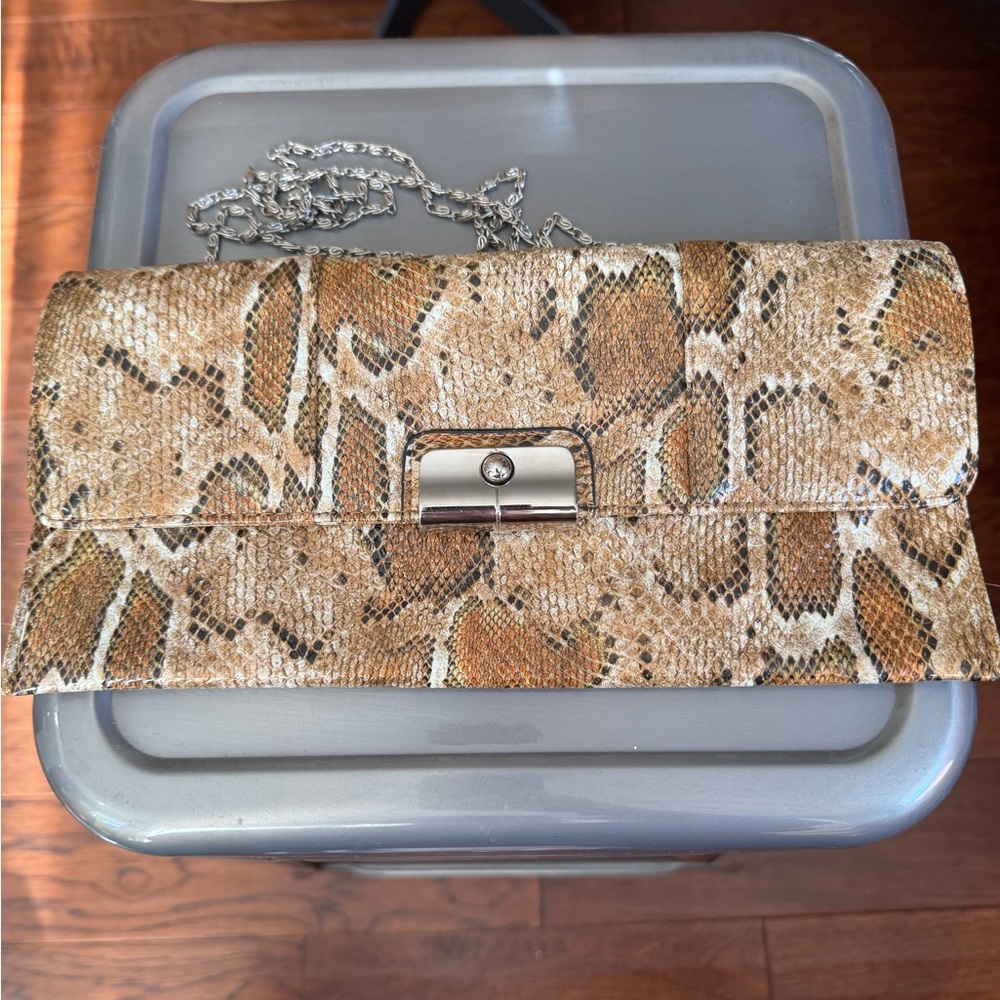 Faux Alba Snakeskin Clutch Bag